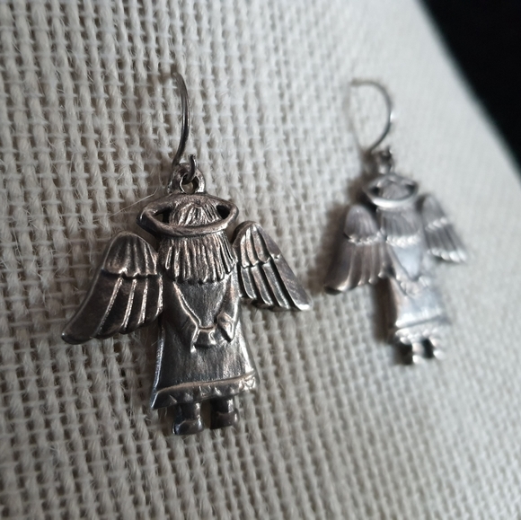 Vintage Sterling Silver Angel Earrings - Picture 2 of 4